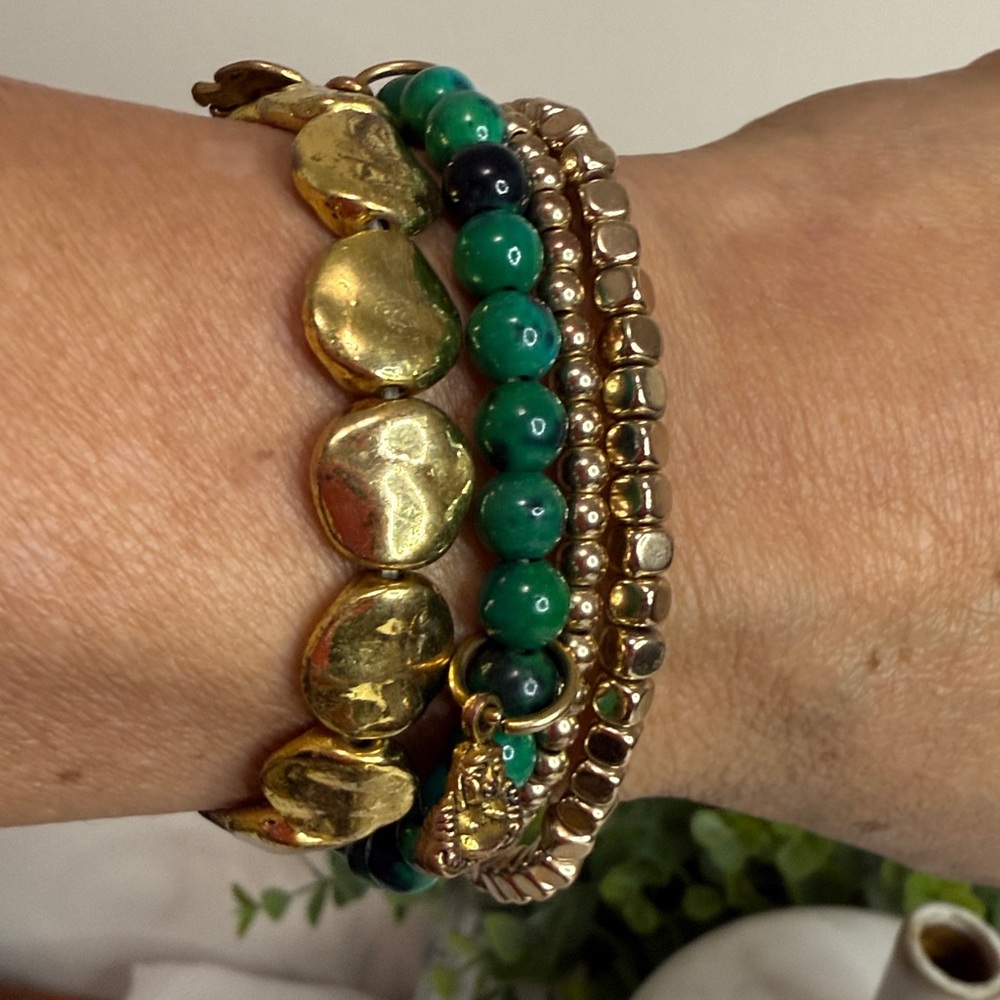 Elegant Chrysocolla Stackable Bracelet Set - image 1
